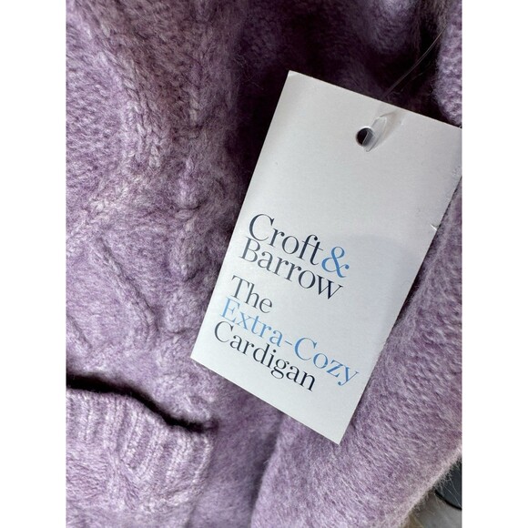 Croft &Barrow Cardigan Women’s Size M Purple Open Front Long Sleeve Knit Sweater - Picture 4 of 8